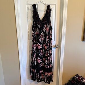 Torrid Black and Pink Floral Maxi Dress
